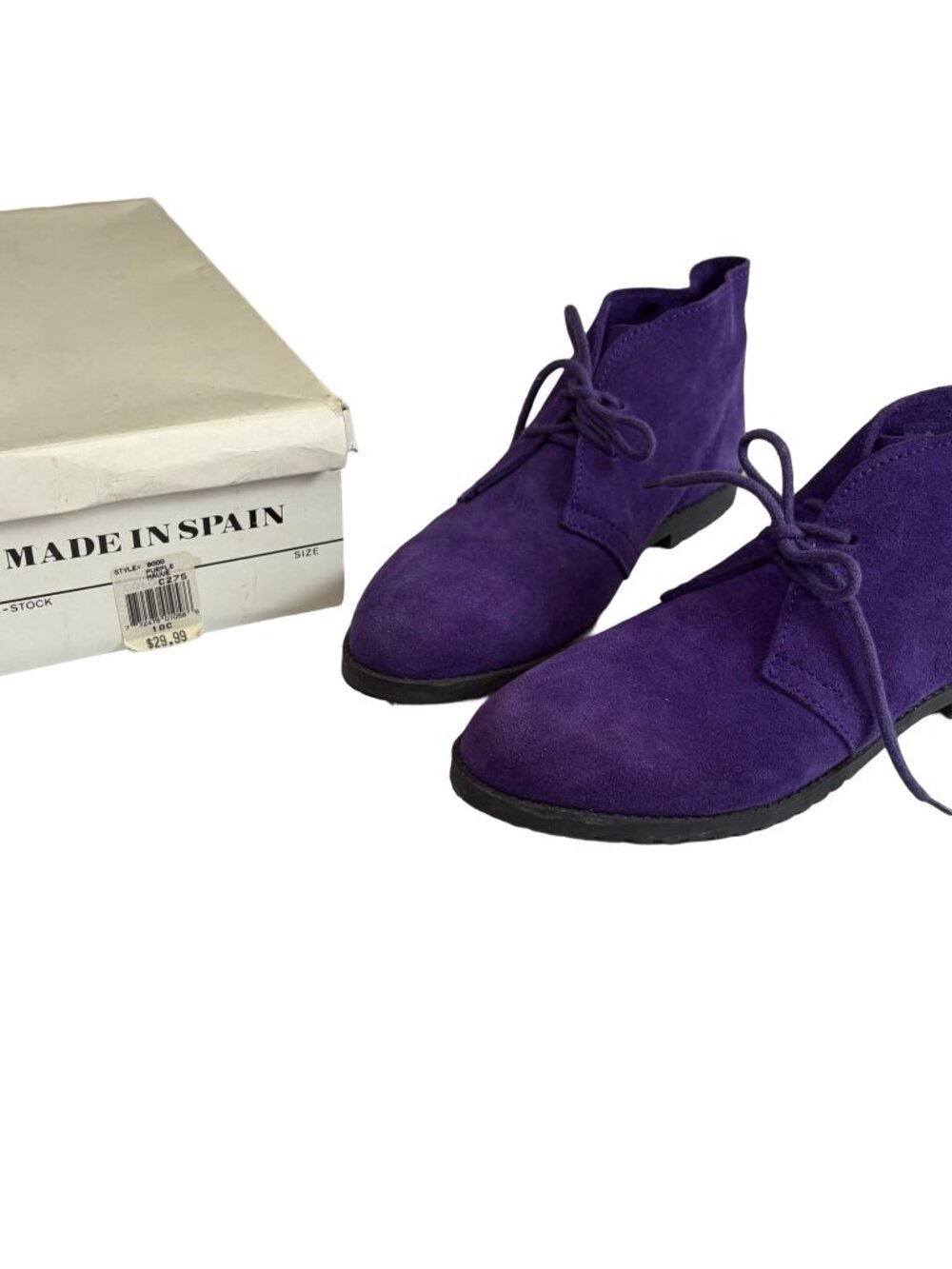 Vintage Eaton Attitude Purple Suede Chukka Boots Made in Spain Size 10 Box
